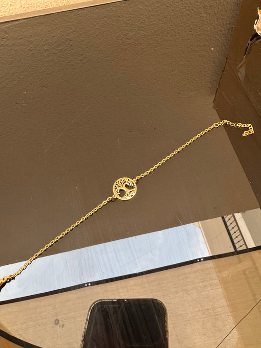 Pulsera dorada árbol de la vida