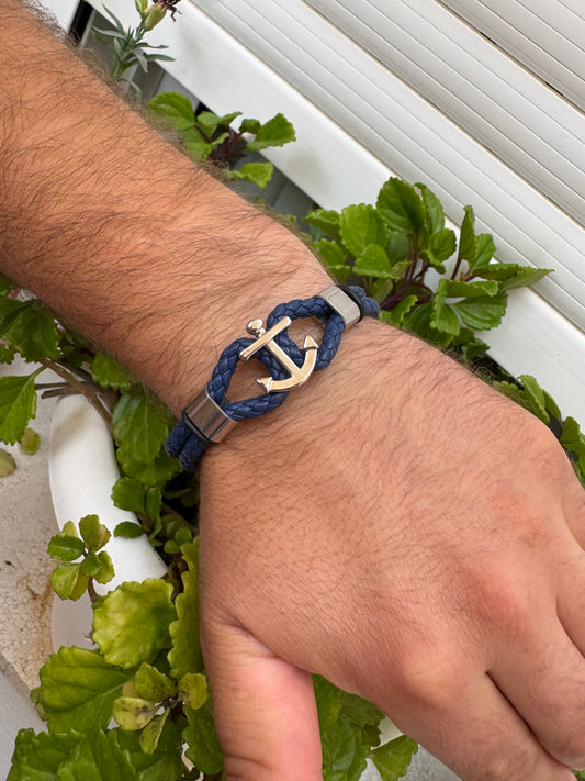 Pulsera ancla y cuero